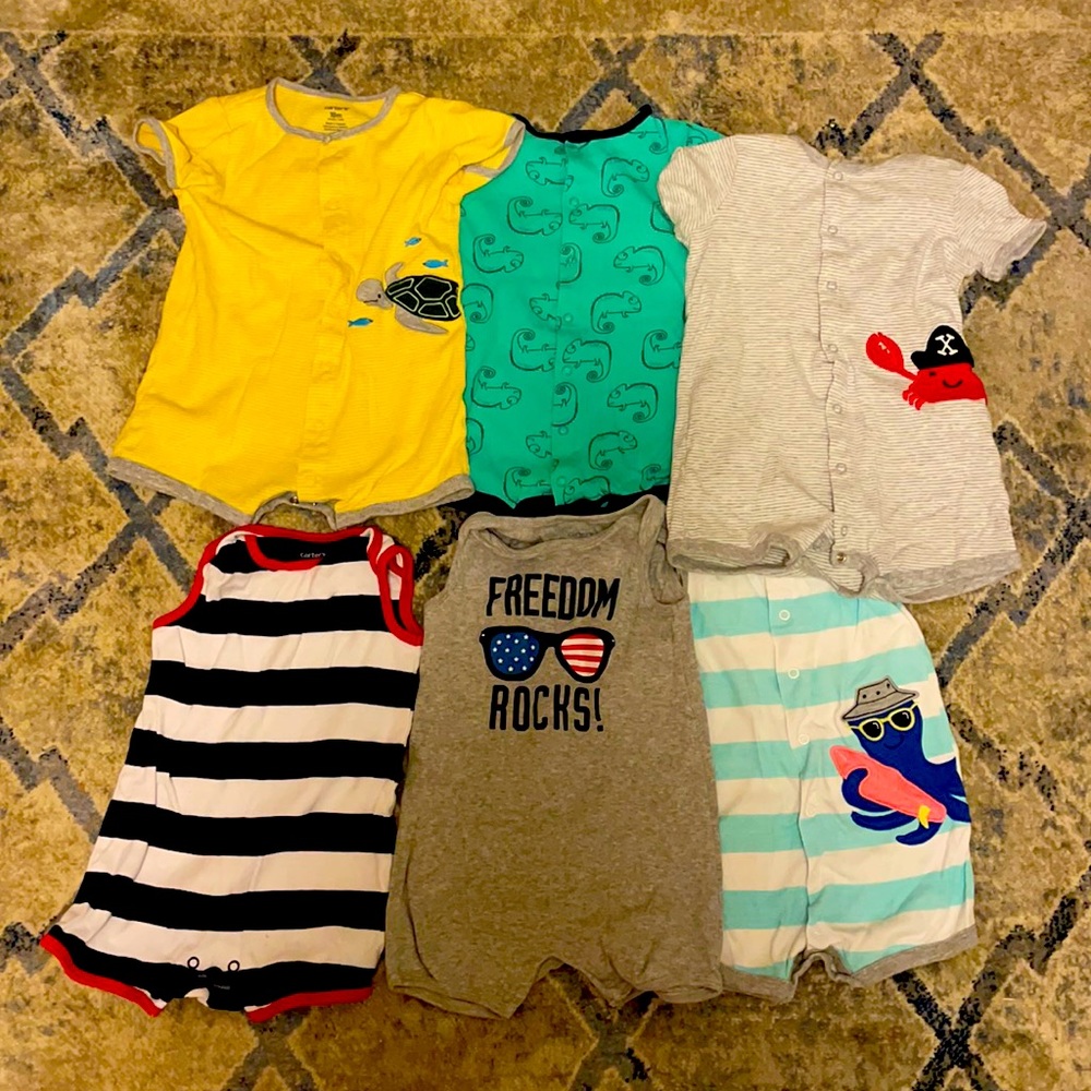 6 Boys Carter’s Summer 18 mo one piece outfits
